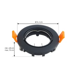 Lámpara de techo empotrable PRIOS Fibur, negro, zinc, Ø 8,2 cm, juego de 3