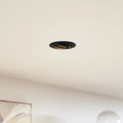 Lámpara de techo empotrable PRIOS Fibur, negro, zinc, Ø 8,2 cm, juego de 3