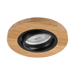 Lámpara de techo empotrable Tobby, Ø 10 cm, juego de 3, madera de roble GU10