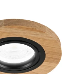 Lámpara de techo empotrable Tobby, Ø 11,5 cm, madera de roble, GU10