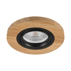 Lámpara de techo empotrable Tobby, Ø 11,5 cm, madera de roble, GU10