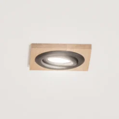 Lámpara de techo empotrable Tobby, 10 x 10 cm, madera de roble, GU10