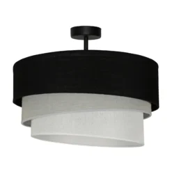Lámpara de techo Euluna Trio, negro/gris/blanco, textil, Ø 45 cm