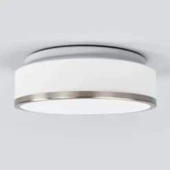 Lámpara de techo Flush IP44, Ø28cm, satinado plata