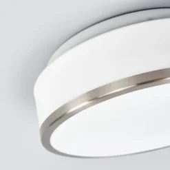 Lámpara de techo Flush IP44, Ø28cm, satinado plata
