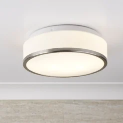 Lámpara de techo Flush IP44, Ø28cm, satinado plata