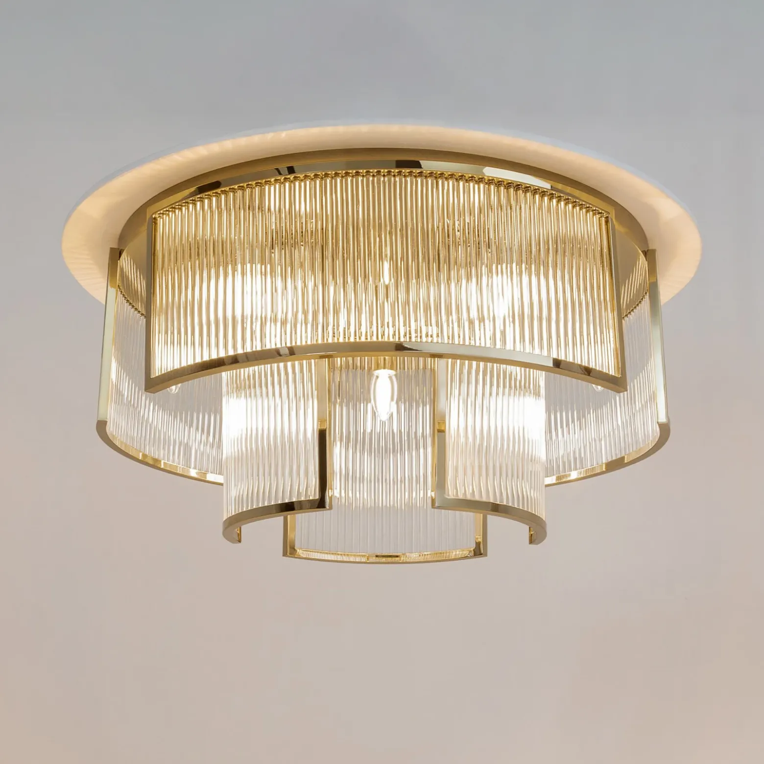 Lámpara de techo Frame de Maytoni, color dorado, cristal, Ø 65 cm, E14