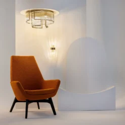 Lámpara de techo Frame de Maytoni, color dorado, cristal, Ø 65 cm, E14
