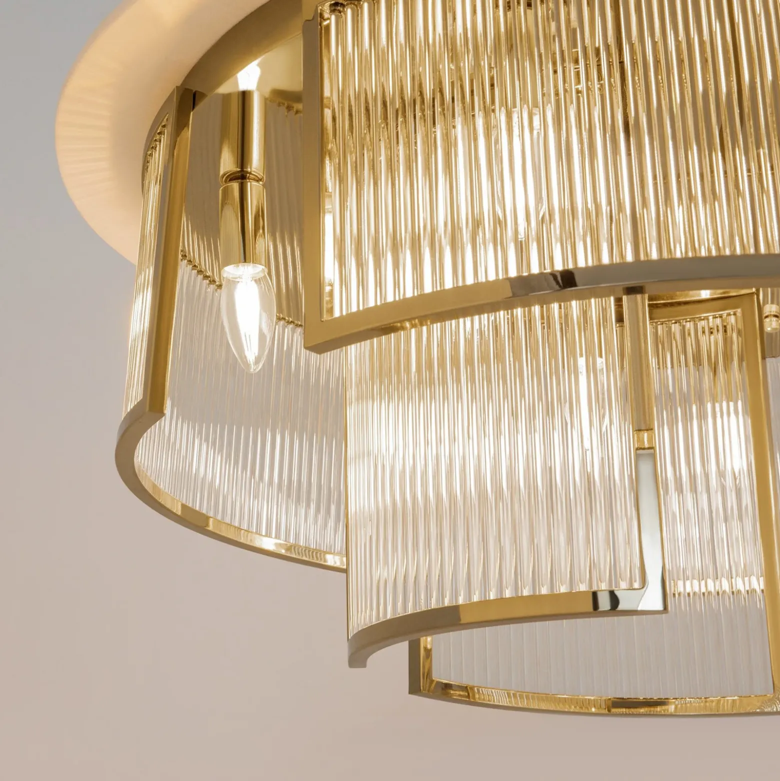 Lámpara de techo Frame de Maytoni, color dorado, cristal, Ø 65 cm, E14