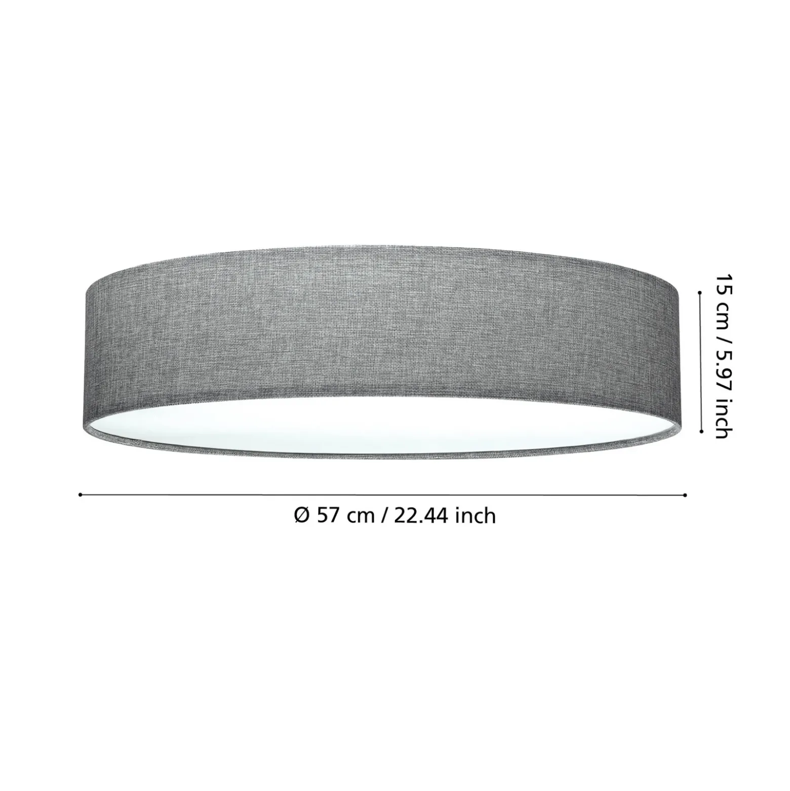 Lámpara de techo gris Pasteri con pantalla de lino 57 cm