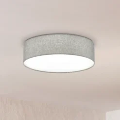 Lámpara de techo gris Pasteri con pantalla de lino 57 cm