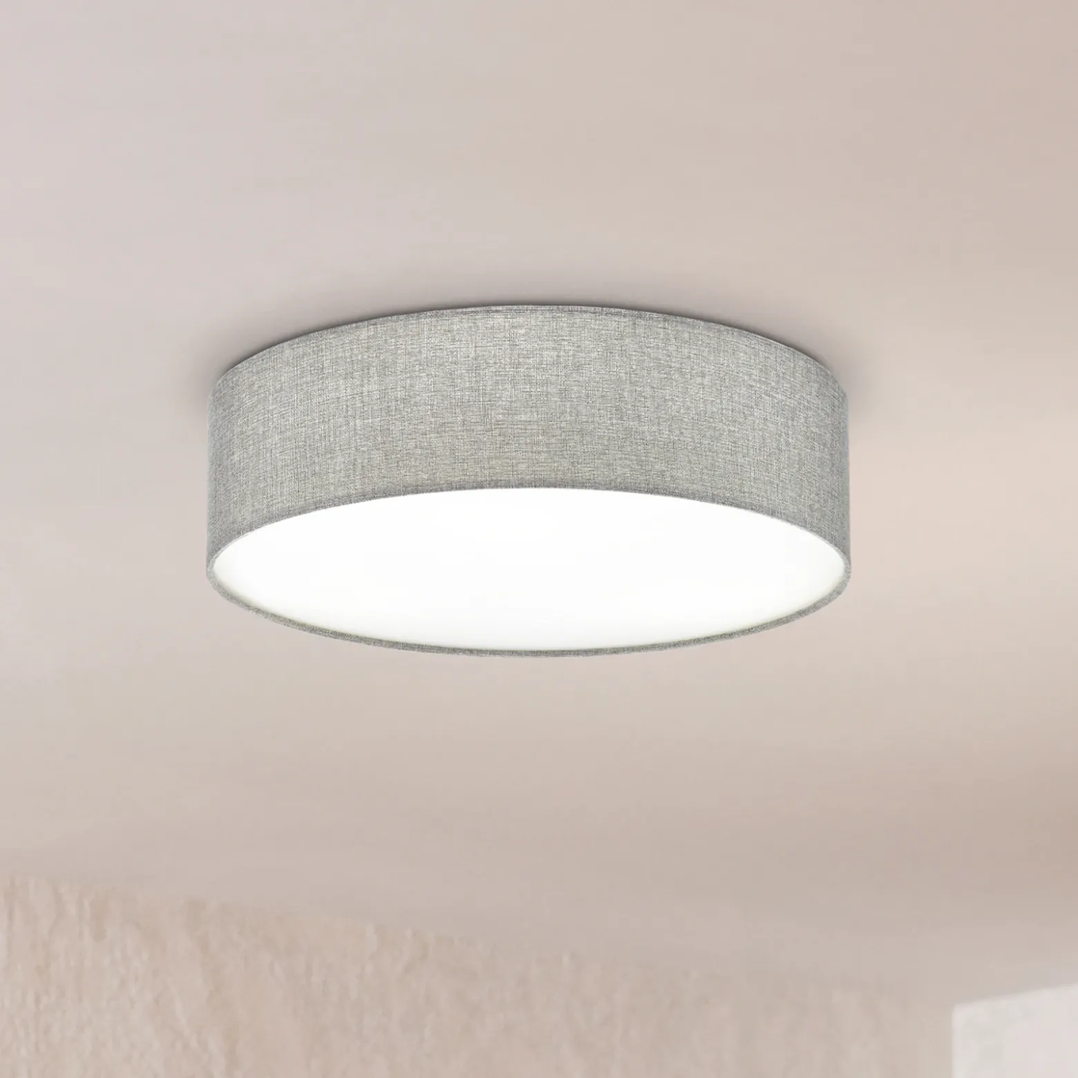 Lámpara de techo gris Pasteri con pantalla de lino 57 cm