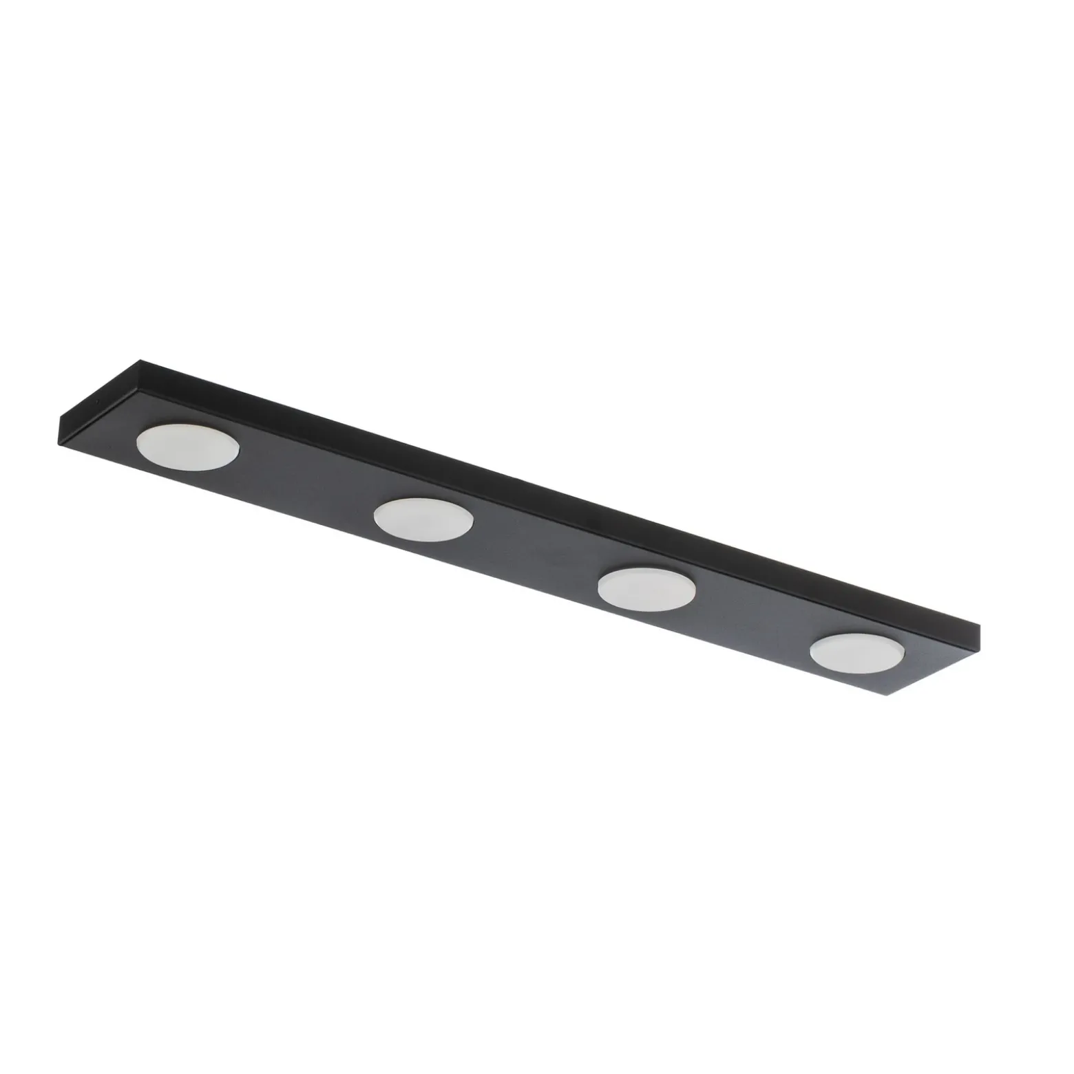 Lámpara de techo Hero, negra, 4 luces, 75 x 12 cm, metal, GX53