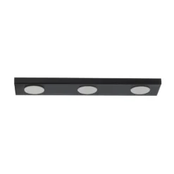 Lámpara de techo Hero, negra, 55 x 12 cm, 3 luces, metal, GX53