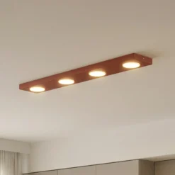 Lámpara de techo Hero, roja, 4 luces, 75 x 12 cm, metal, GX53