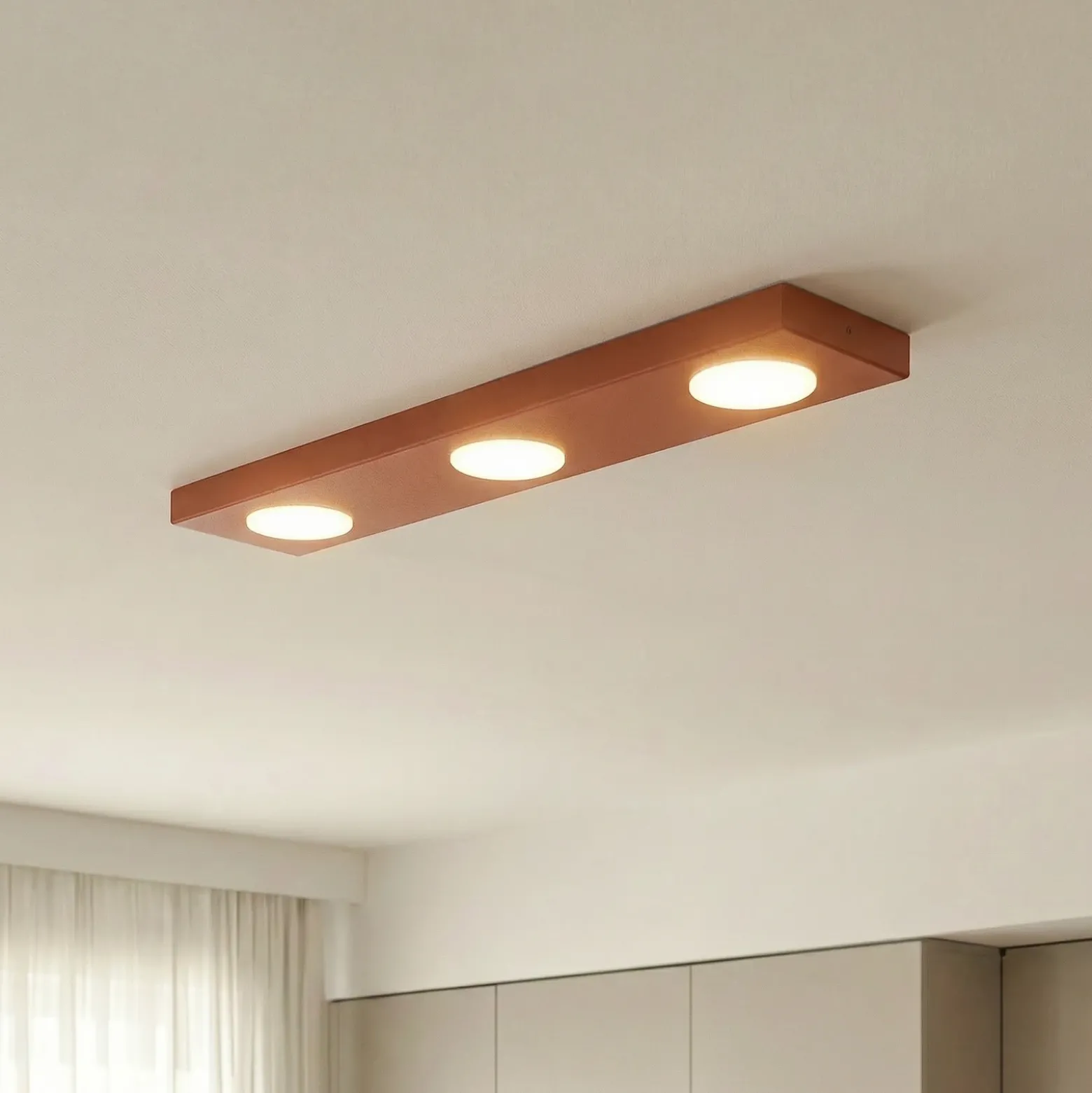 Lámpara de techo Hero, roja, 55 x 12 cm, 3 luces, metal, GX53
