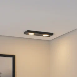 Lámpara de techo Hero, 12 x 35 cm, 2 luces, negro, metal, GX53