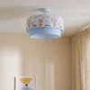 Lámpara de techo infantil Boho, azul claro/multicolor, Ø 40 cm, tela, E27