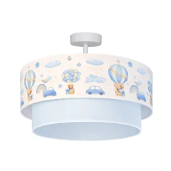 Lámpara de techo infantil Boho, azul claro/multicolor, Ø 40 cm, tela, E27