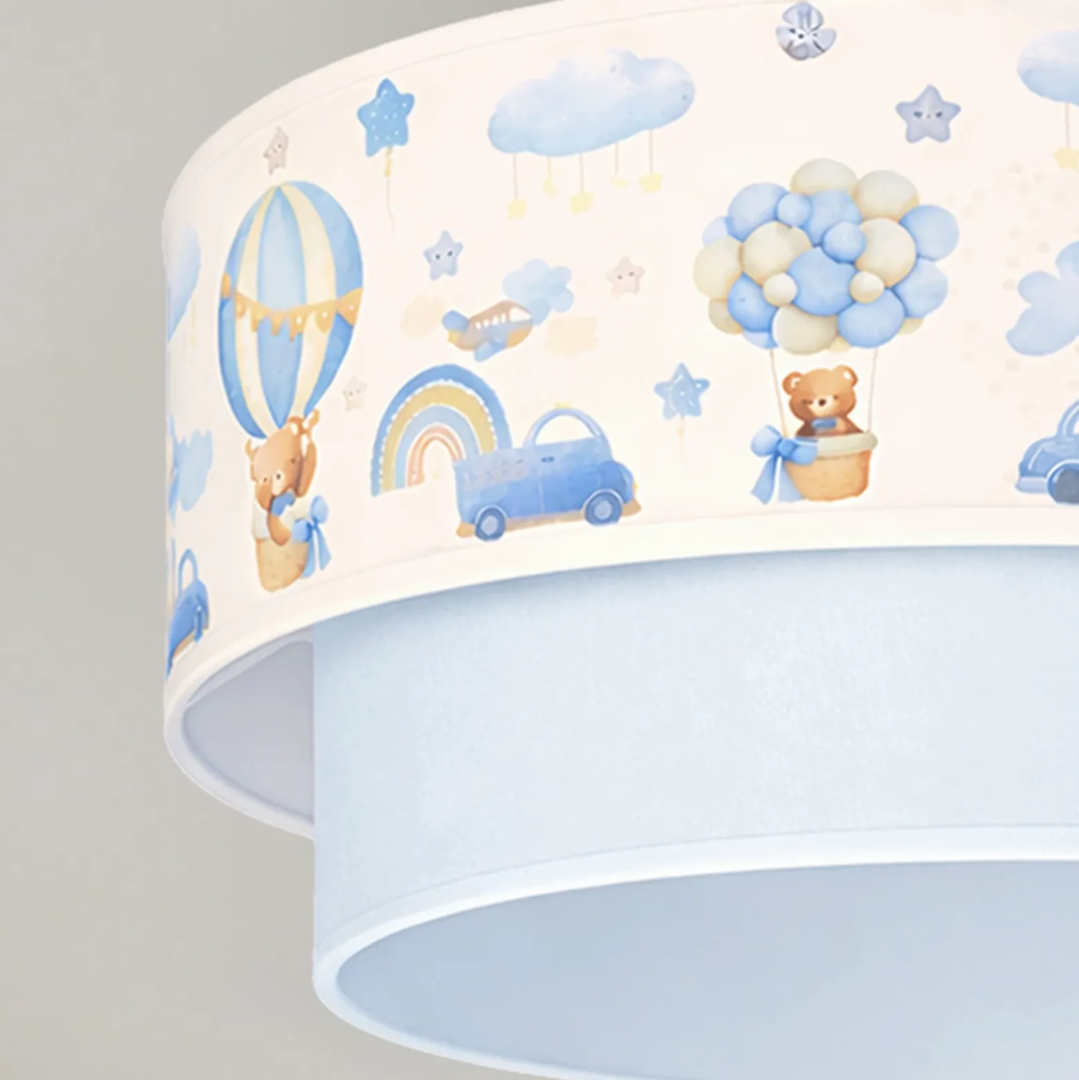 Lámpara de techo infantil Boho, azul claro/multicolor, Ø 40 cm, tela, E27