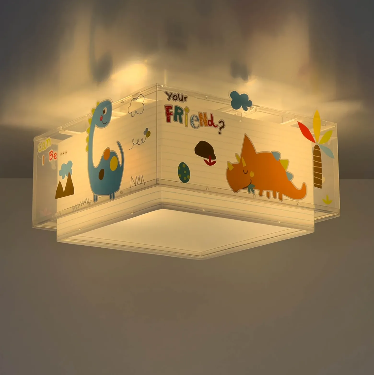 Lámpara de techo infantil DINOS de Dalber, blanca/colorida