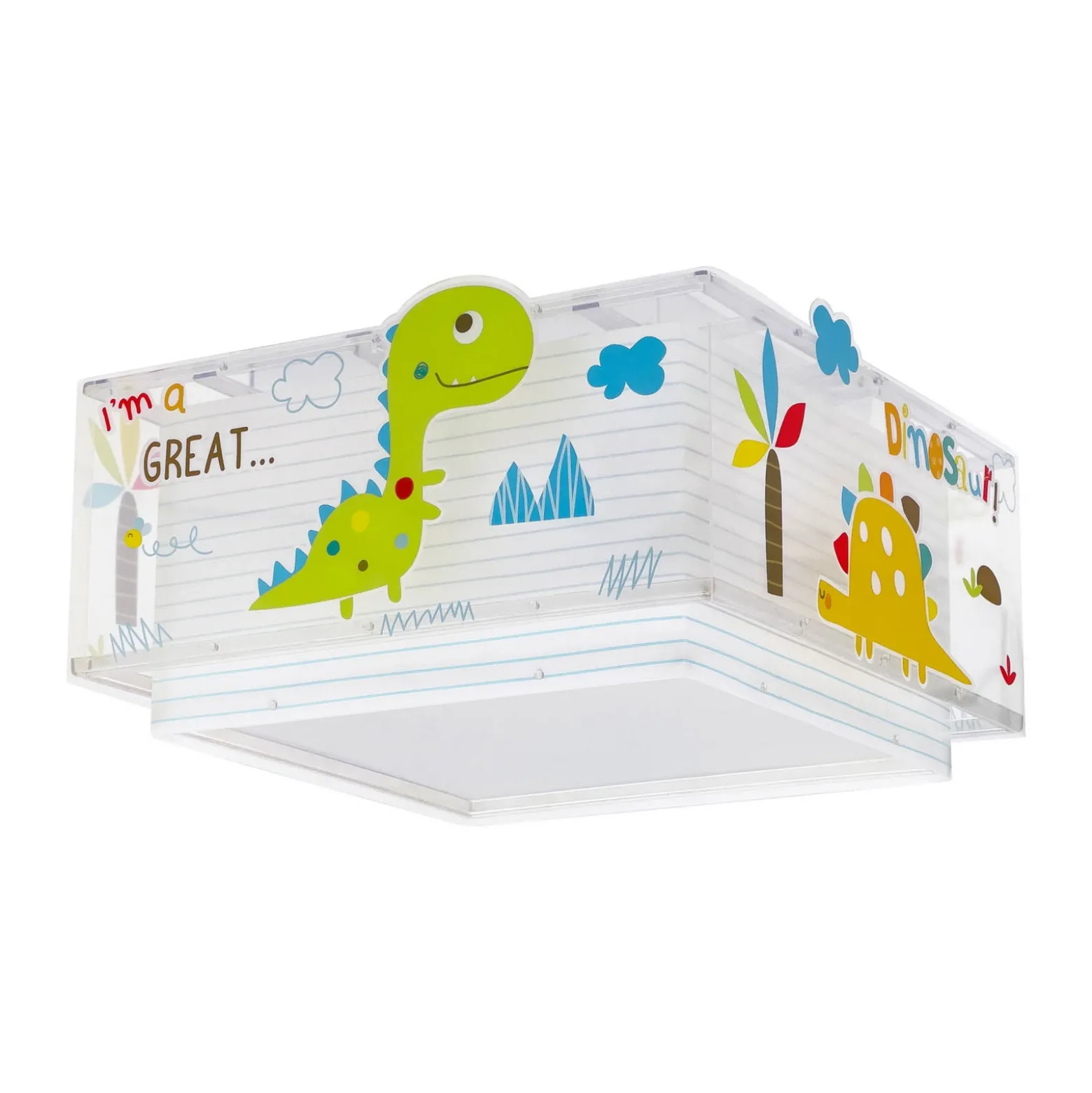 Lámpara de techo infantil DINOS de Dalber, blanca/colorida