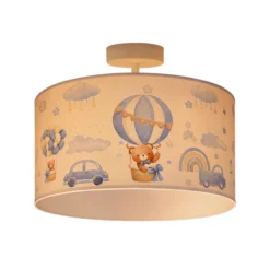 Lámpara de techo infantil Kids Print, azul claro/blanco, Ø 35 cm, de tela