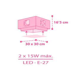 Lámpara de techo infantil MOONLIGHT de Dalber, rosa, de 1 luz
