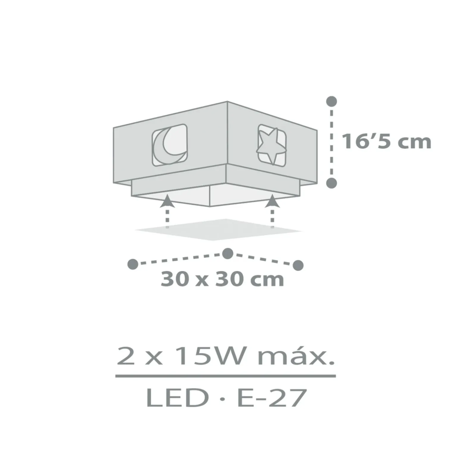 Lámpara de techo infantil MOONLIGHT de Dalber, gris, de 1 luz