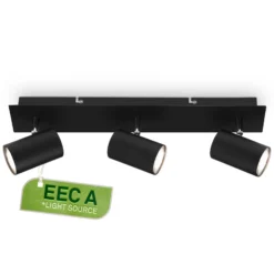 Lámpara de techo Isil A, negra, 3 luces, metal, orientable