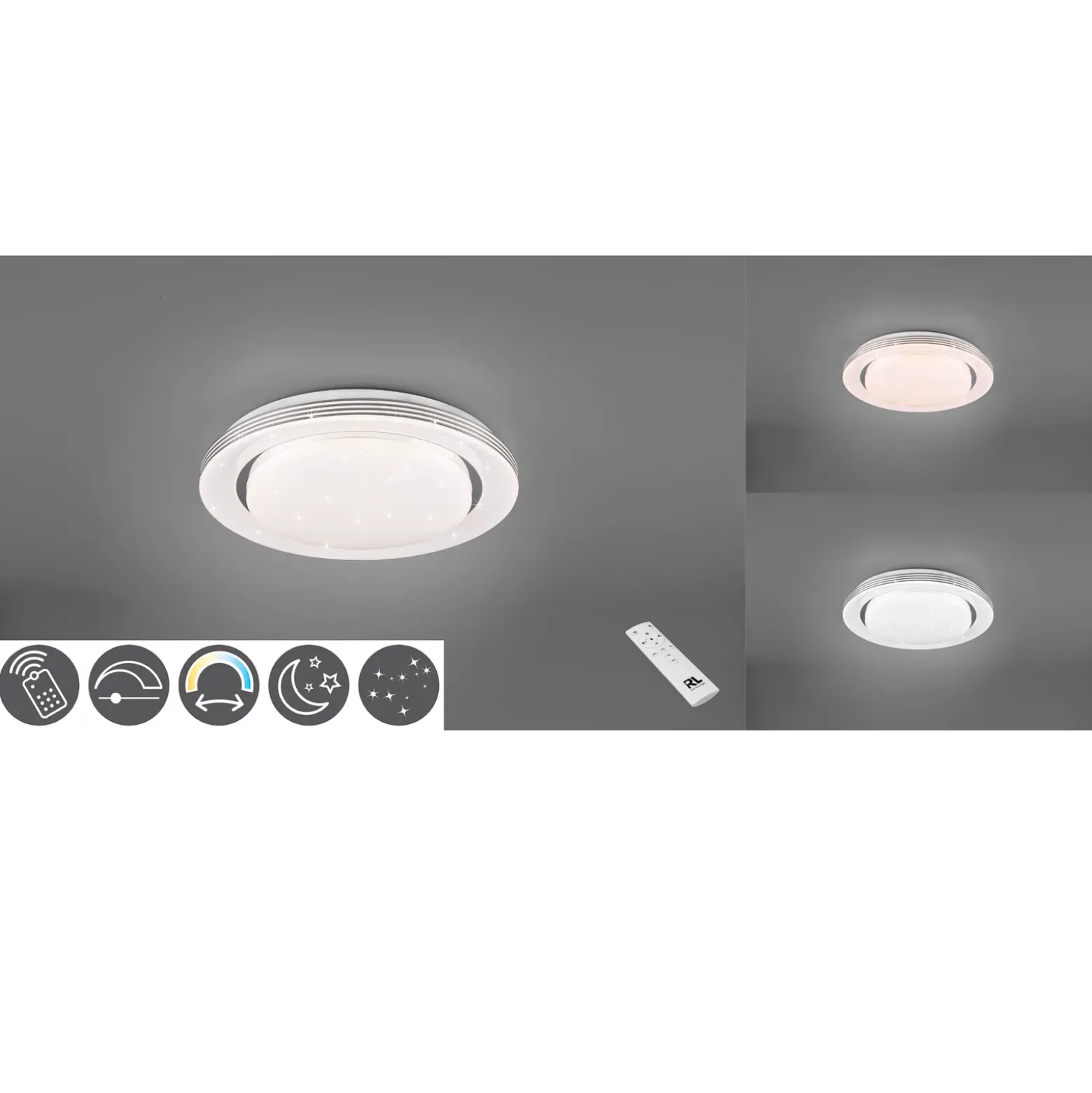 Lámpara de techo LED Atria, Ø 27 cm, blanca, plástico, CCT