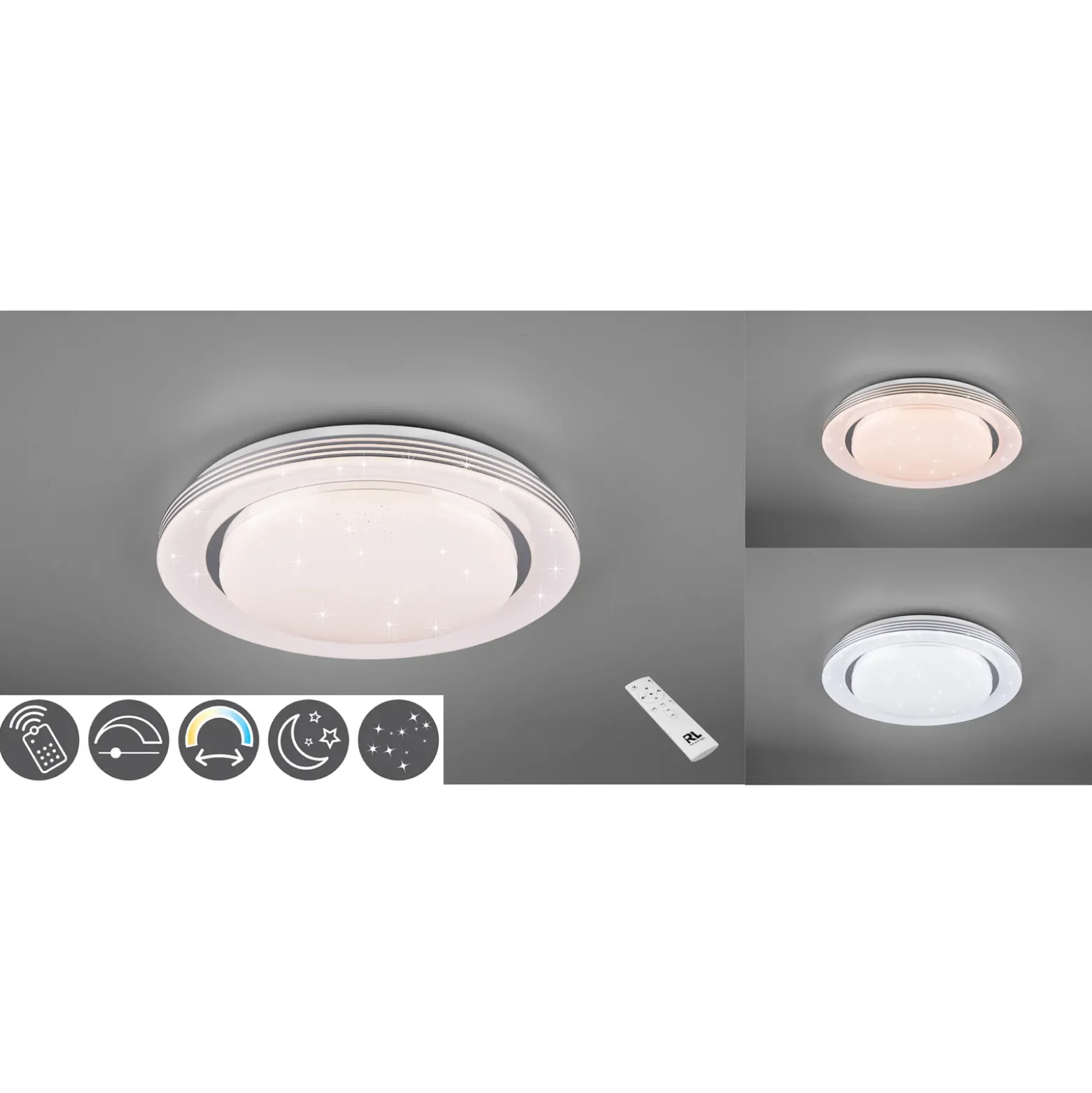 Lámpara de techo LED Atria, Ø 58 cm, blanca, plástico, CCT