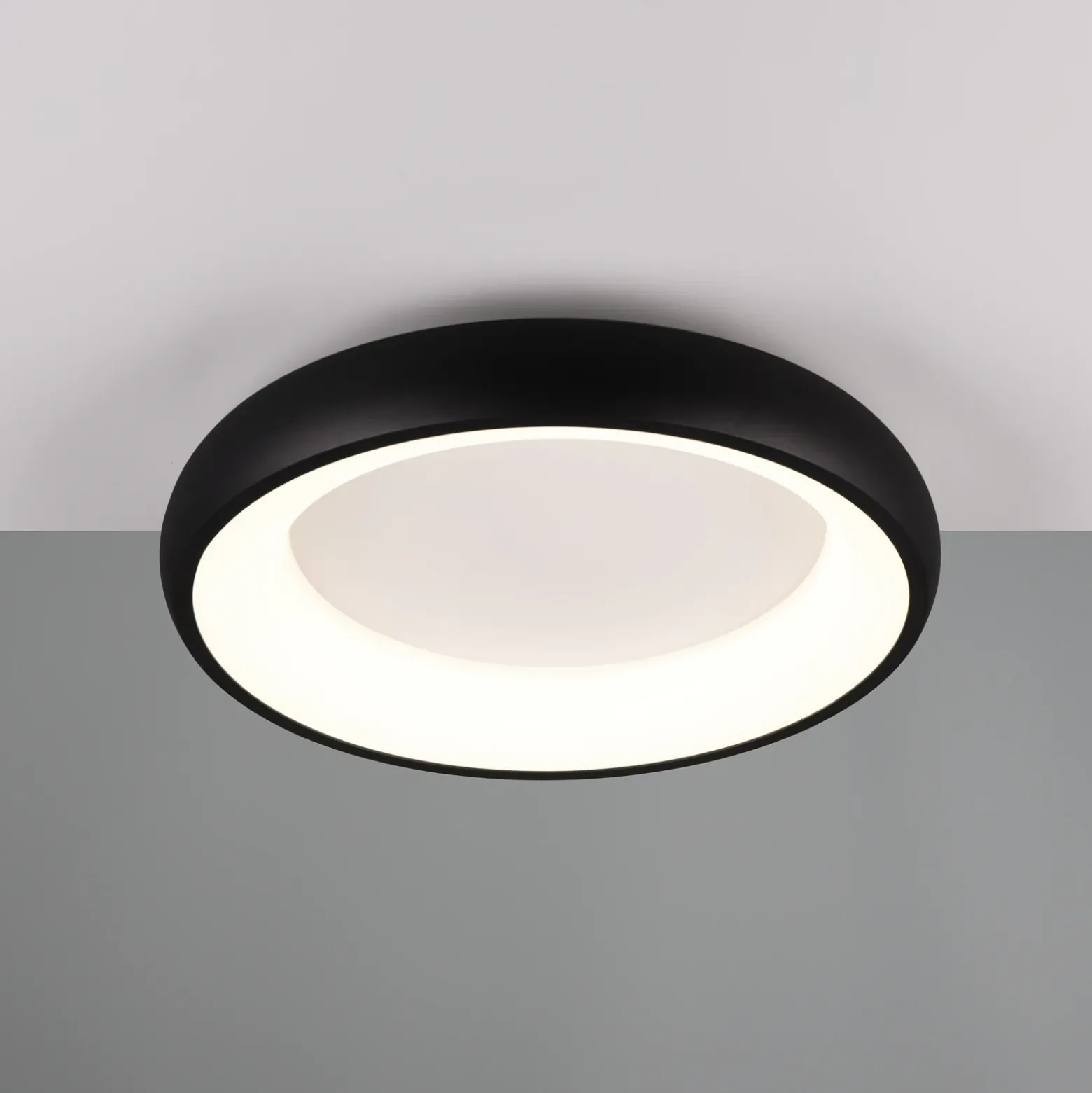 Lámpara de techo LED Cardona, Ø 46,5 cm, negro mate, metal CCT