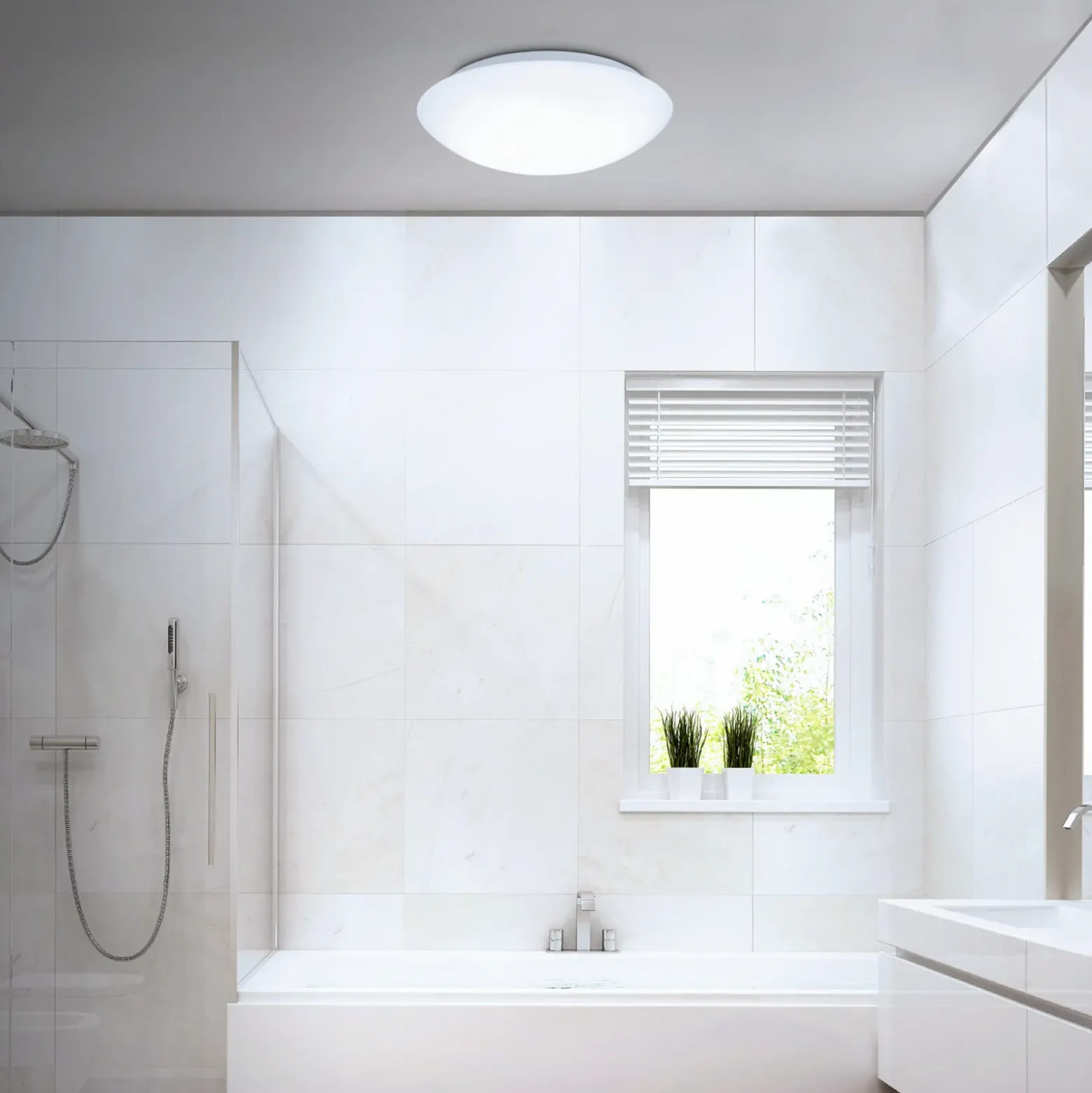 Lámpara de techo LED con sensor Elipso IP44 4.000K Ø38cm