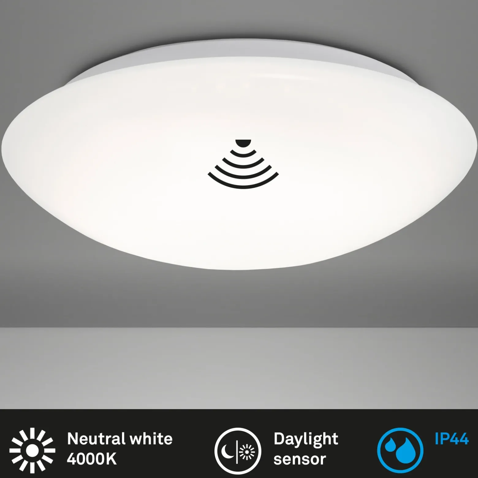 Lámpara de techo LED con sensor Elipso IP44 4.000K Ø38cm