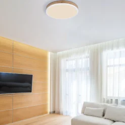 Lámpara de techo LED Doro Ø 45 cm madera oscura/blanca