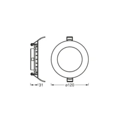 Lámpara de techo LED empotrable SLIM de OSRAM, Ø 12 cm, 3000 K, blanco