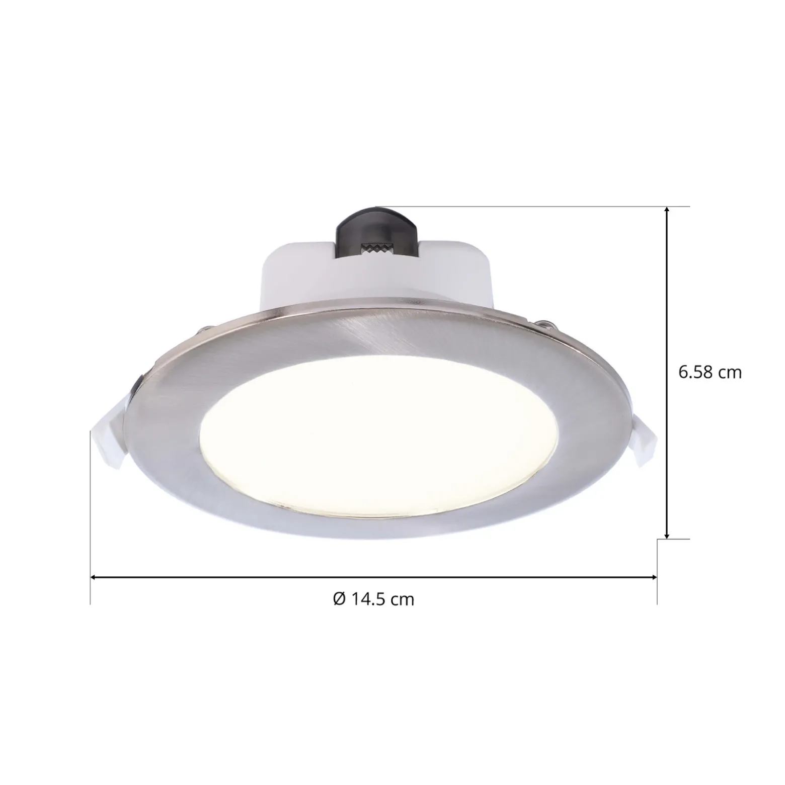 Lámpara de techo LED empotrable Acrux, Ø 15 cm, plata mate, CCT