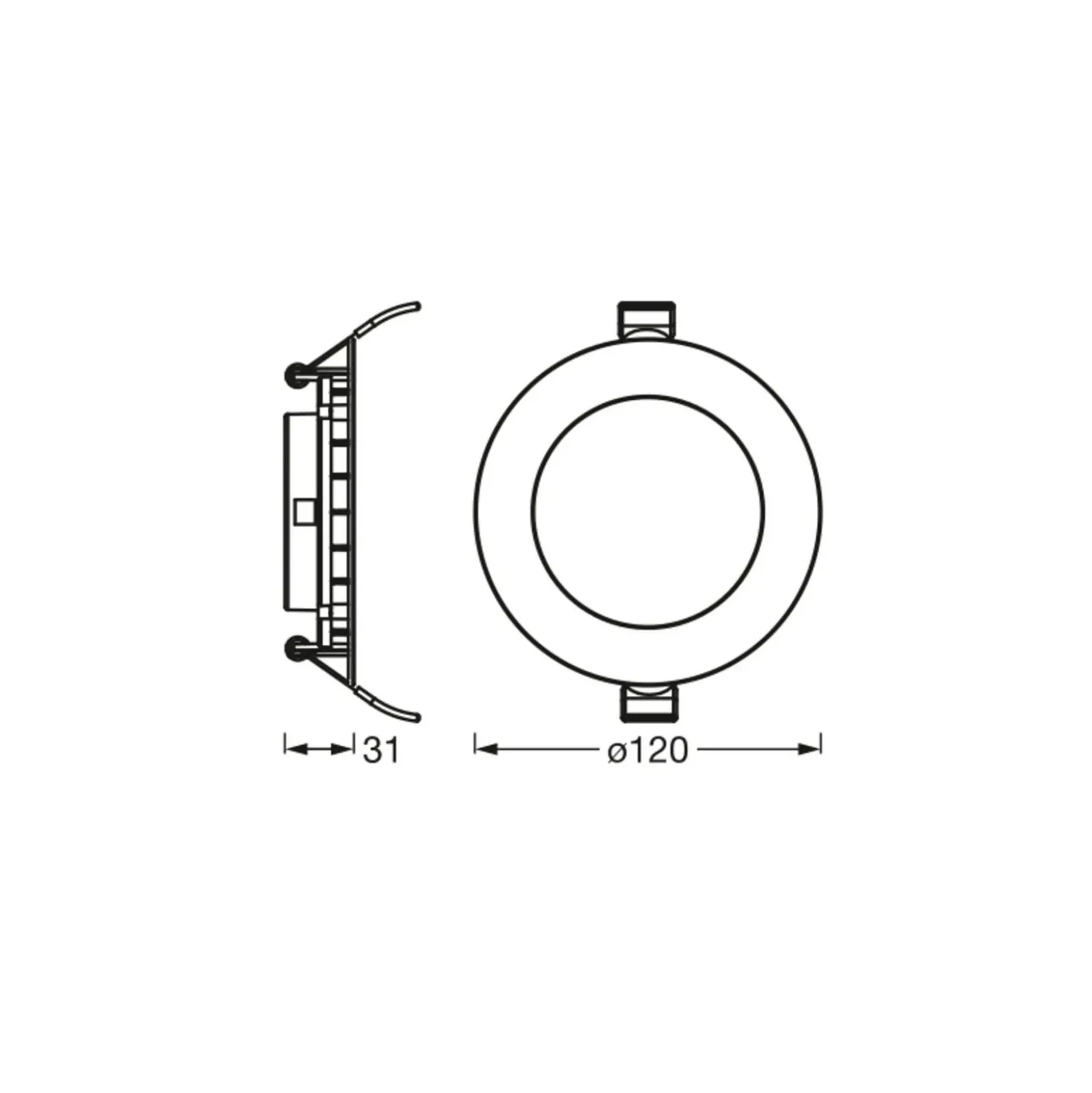 Lámpara de techo LED empotrable en OSRAM SLIM, Ø 12 cm, 6500 K, blanco