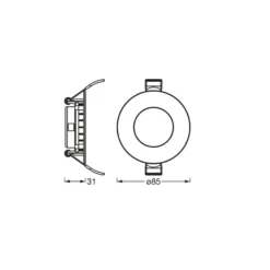 Lámpara de techo LED empotrable en techo SLIM de OSRAM, Ø 9 cm, 3000 K, blanco
