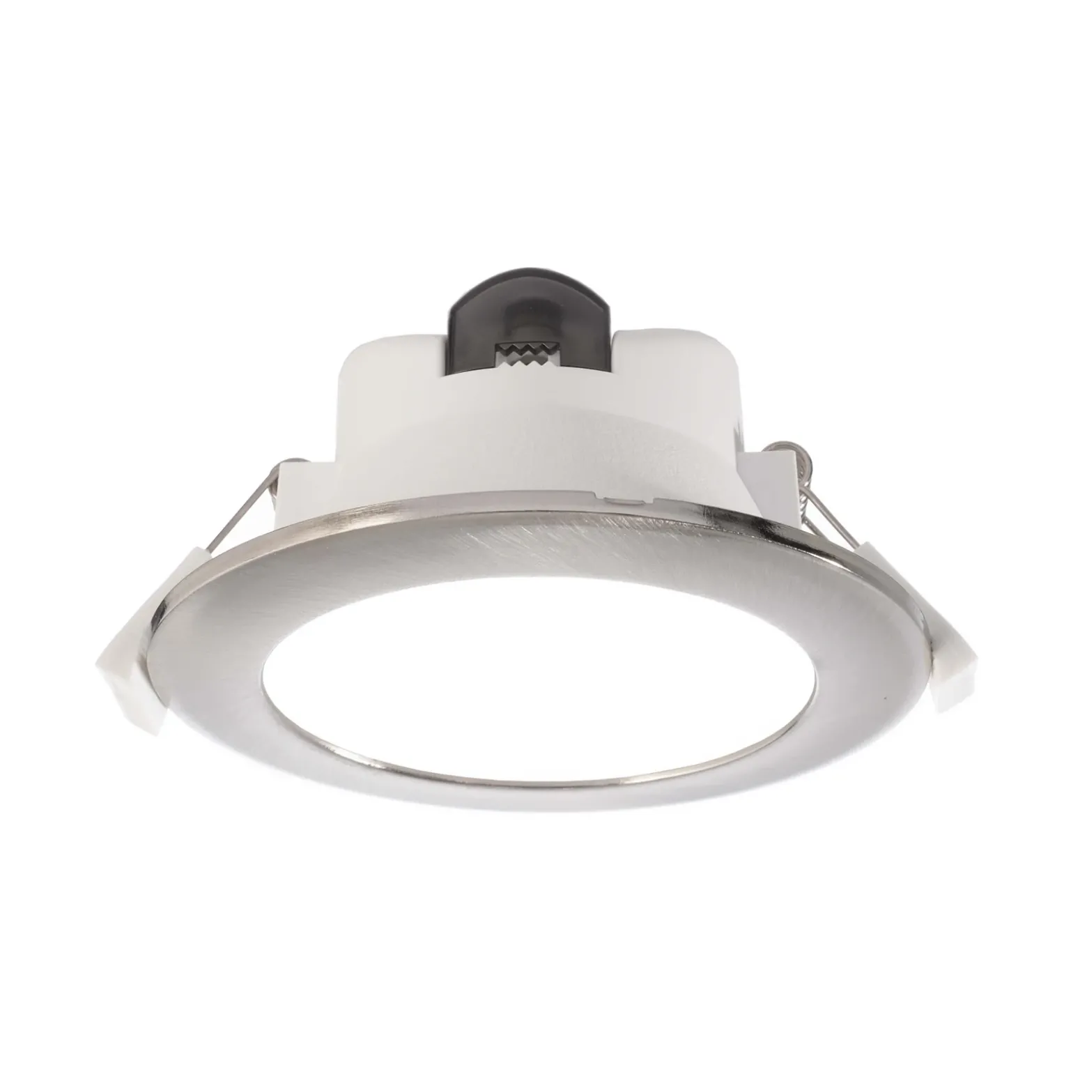 Lámpara de techo LED empotrable Acrux, Ø 11 cm, plata mate, CCT