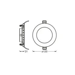Lámpara de techo LED empotrable en OSRAM SLIM, Ø 12 cm, 6500 K, blanco