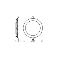 Lámpara de techo LED empotrable SLIM de OSRAM, Ø 23 cm, 3000 K, blanco