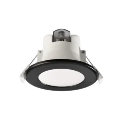 Lámpara de techo LED empotrable Acrux, Ø 9 cm, negro, CCT