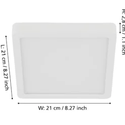 Lámpara de techo LED Fueva 5 IP44 3000K blanco 21x21cm