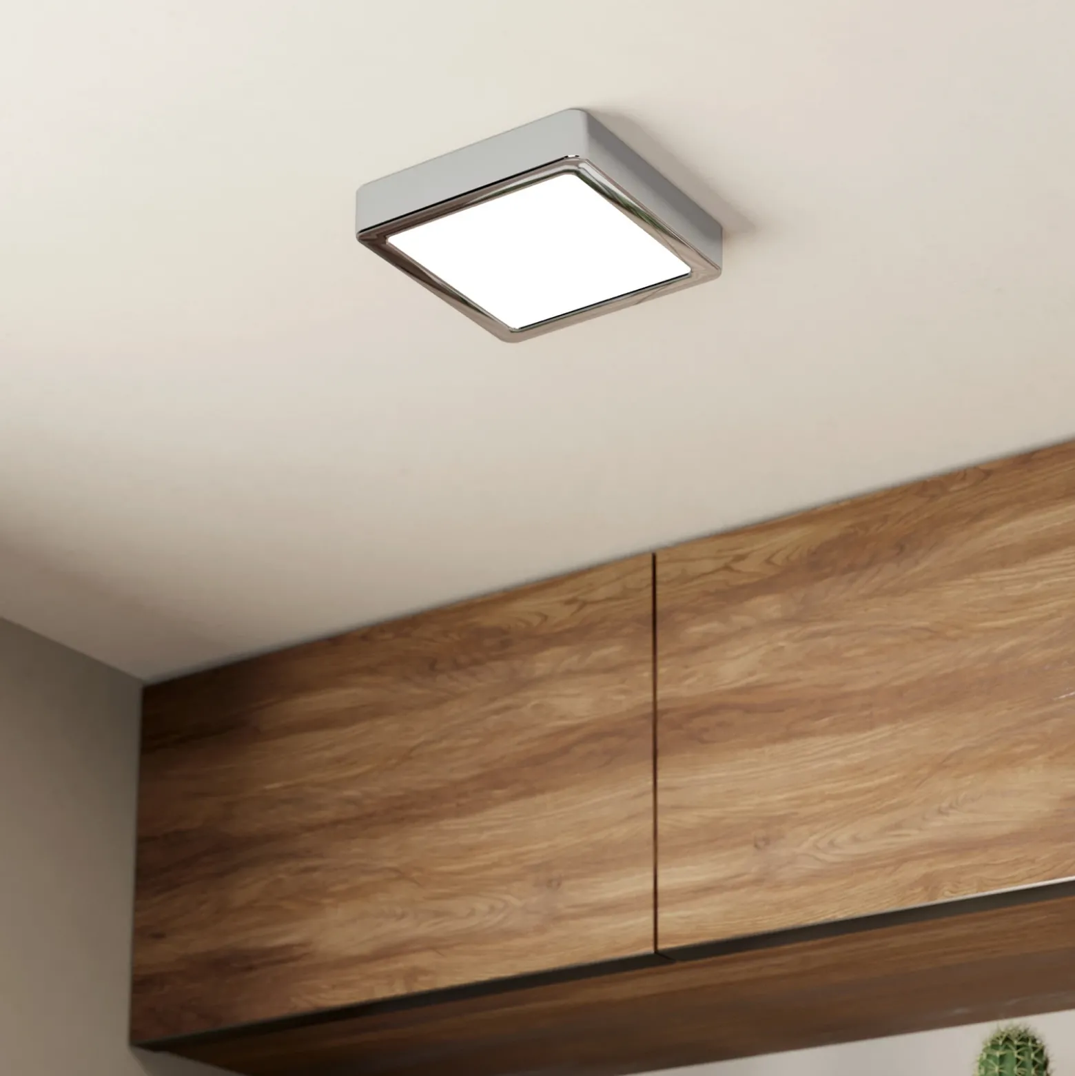 Lámpara de techo LED Fueva 5 IP44 3000K cromo 16x16cm