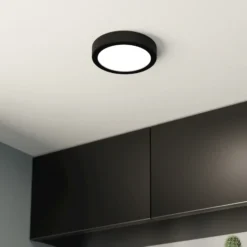 Lámpara de techo LED Fueva 5 IP44 3000K negro Ø16cm