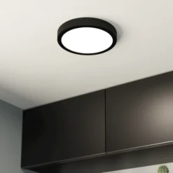 Lámpara de techo LED Fueva 5 IP44 3000K negro Ø21cm