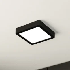 Lámpara de techo LED Fueva 5 IP44 3000K negro 16x16cm