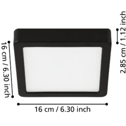 Lámpara de techo LED Fueva 5 IP44 3000K negro 16x16cm